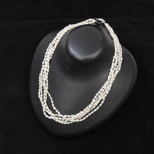 ☆真珠 ケシパール ネックレス 4連 約45㎝ 32.4g SILVER 2505-N0041①K(NT)