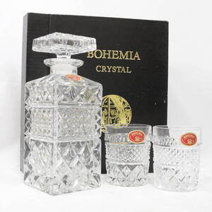 ☆未使用 保管品 ボヘミアガラス クリスタル デキャンタ グラスセット ロックグラス 2客 2504-K0241K(NT)