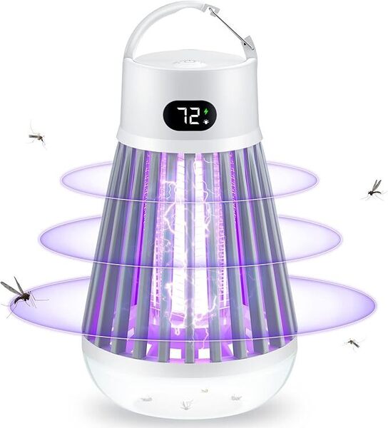 電撃殺虫器 電気蚊取り器 殺虫灯 LEDランプ2in1 usb充電式 2000mAh UV光源吸引式 殺虫ライト LED誘虫灯