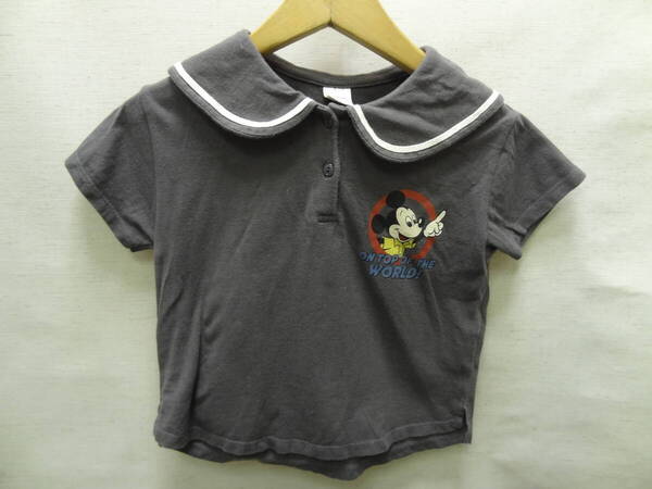 全国送料無料 フタフタ futafuta X ミッキーマウス Disney 子供服キッズベビー男&女の子 半袖 セ-ラーカラー カットソーポロシャツ 100