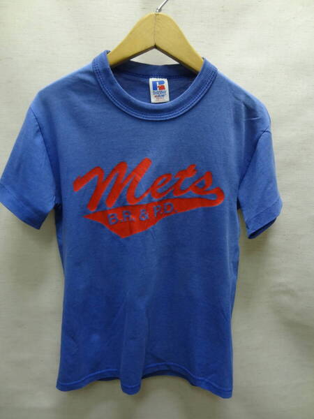 全国送料無料 USA アメリカ古着 ラッセル RUSSELL MADE IN USA 子供服キッズ男&女の子 半袖 青色Tシャツ 140(YOUTH S)