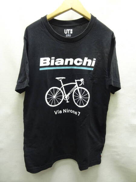 全国送料無料 ユニクロ UNIQLO UT X ビアンキ Bianchi メンズ ロゴ&自転車 プリント 半袖 Tシャツ Sサイズ