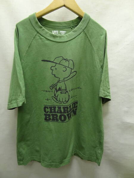 全国送料無料 ユニクロ UNIQLO UT X PEANUTS チャーリーブラウン メンズ & レディース 両面プリント 半袖 ラグラン袖 Tシャツ Sサイズ