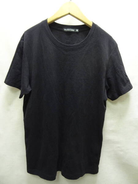 全国送料無料 ユニクロ UNIQLO メンズ プレミアムコットン 綿100%素材 半袖 黒色 無地 クルーネック Tシャツ Mサイズ