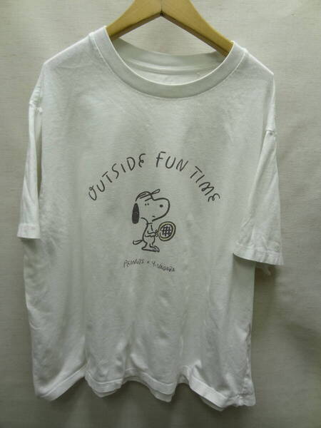 全国送料無料 ユニクロ UNIQLO UT スヌーピー PEANUTS & 長場 雄 レディース 綿コットン100% 半袖 白色 Tシャツ XLサイズ