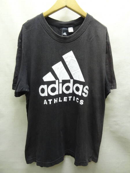全国送料無料 アディダス adidas メンズ 綿コットン100% BIGロゴプリント 半袖 黒色 Tシャツ Mサイズ