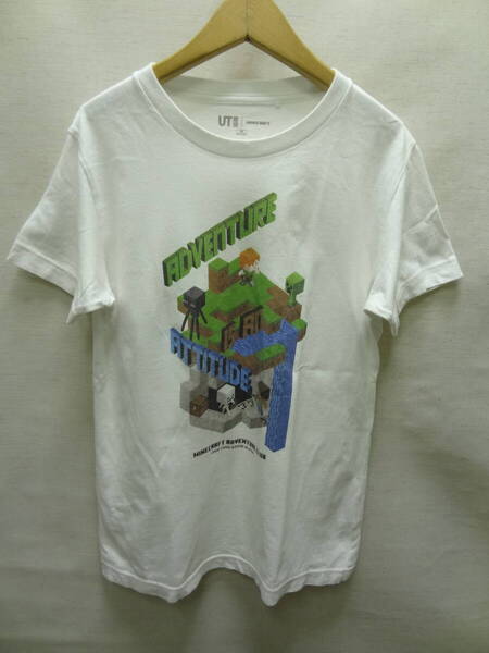 全国送料無料 ユニクロ UNIQLO UT X マインクラフト MINECRAFT 子供服キッズ男の子 プリント 白色 半袖Tシャツ 150①