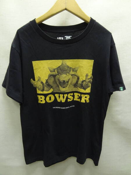 全国送料無料 ユニクロ UNIQLO UT X スーパーマリオ クッパ バウザーBOWSER 子供服キッズ男の子 プリント 黒色 半袖Tシャツ 150