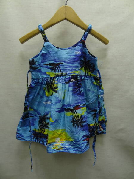 新品アメリカ古着 ROYAL Hawaiian Creations MADE IN HAWAII 子供服キッズベビー女の子 綿100% 半袖 ハワイアン アロハワンピース 80(L)