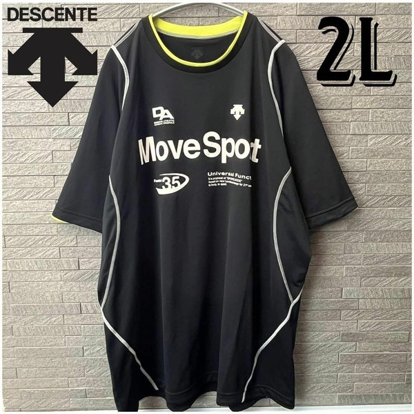DESCENTE デサント MOVESPORT ムーブスポーツ メンズ 半袖Tシャツ トップス 速乾 スポーツウェア ブラック・黒 2L・LL ビッグロゴ