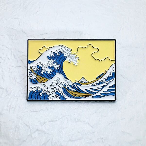 【ピンバッジ】津波 北斎 絵画 和風アート