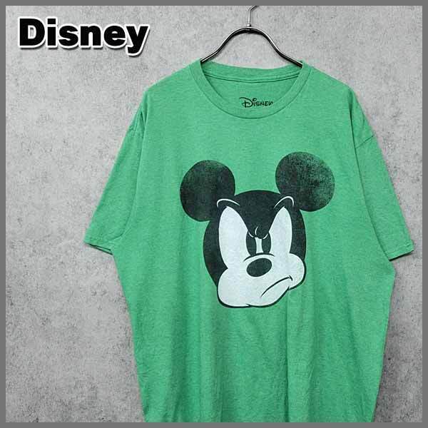 古着 ディズニー ミッキーマウス ビッグプリント Tシャツ グリーン L