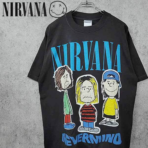 【古着】ニルヴァーナ スヌーピー バンド アルバム Tシャツ ブラック XL