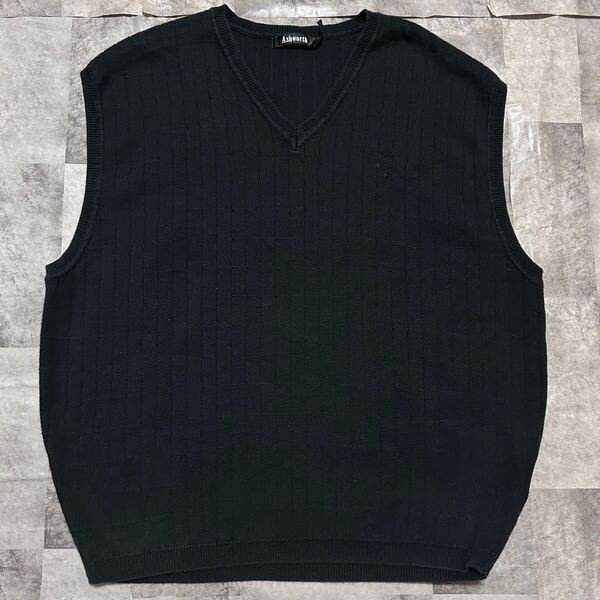 Ashworth ニット ベスト 黒 XL 古着