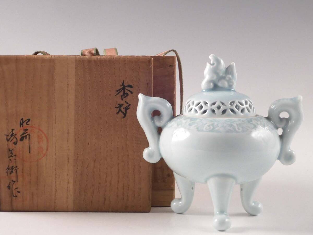 茶道具 青磁 獅子香合 時代箱付 V R4534 Yahoo!オークション -「青磁獅子香炉」の落札相場・落札価格