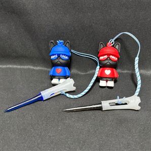 ☆送料無料☆新品未使用☆ キャラクター付ゴルフティー 2個セット 紛失防止 ブルドッグ 犬 かっこいい(No.18)