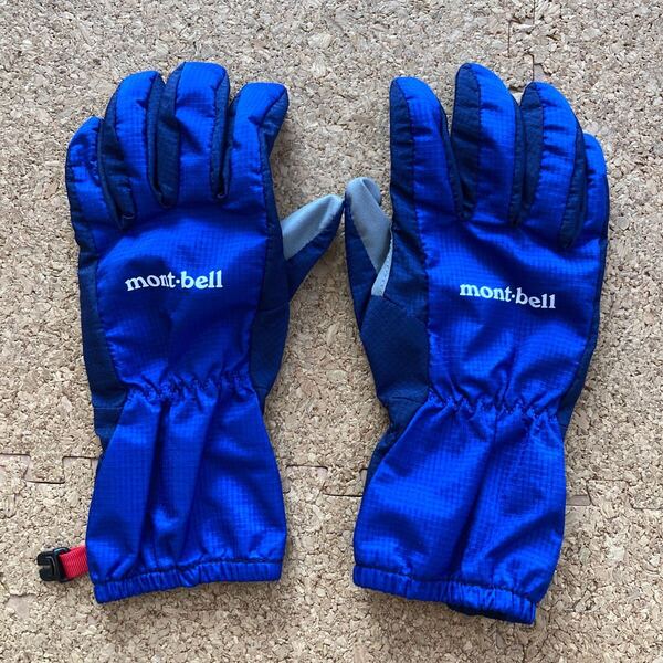 【美品】mont-bell モンベル glovesグローブ 7-9サイズ 青 手袋1118609 スキーグローブ スノーボード スキー アウトドア ジュニア