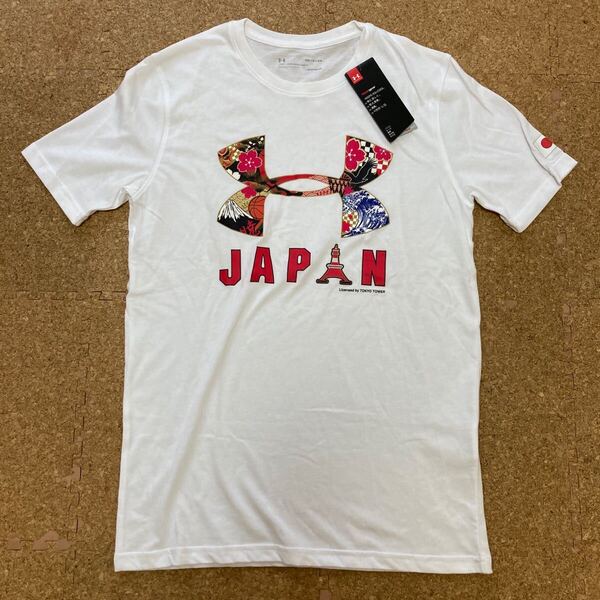 【未使用】【レア】アンダーアーマー UNDER ARMOUR Tシャツ バスケットボール 半袖シャツ Sサイズ メンズ 白 JAPAN オリンピックバスケ