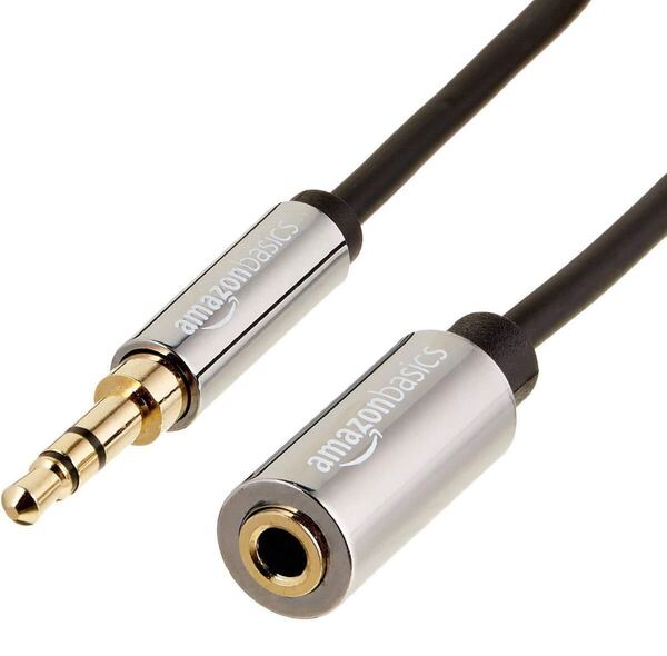 Amazonベーシック ステレオ オーディオ延長ケーブル AUX 3.5mm×7.6m ブラック スピーカー対応