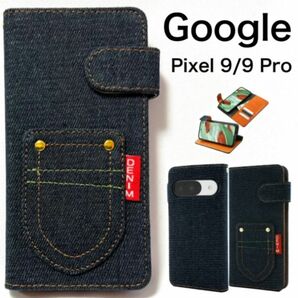Google Pixel 9/9 Pro ポケットデニムデザイン手帳型ケース