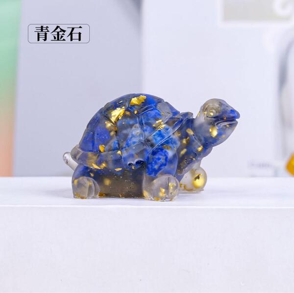 アクリル クリスタル 青金亀置物 亀 カメ 置き物 インテリア 縁起物 風水