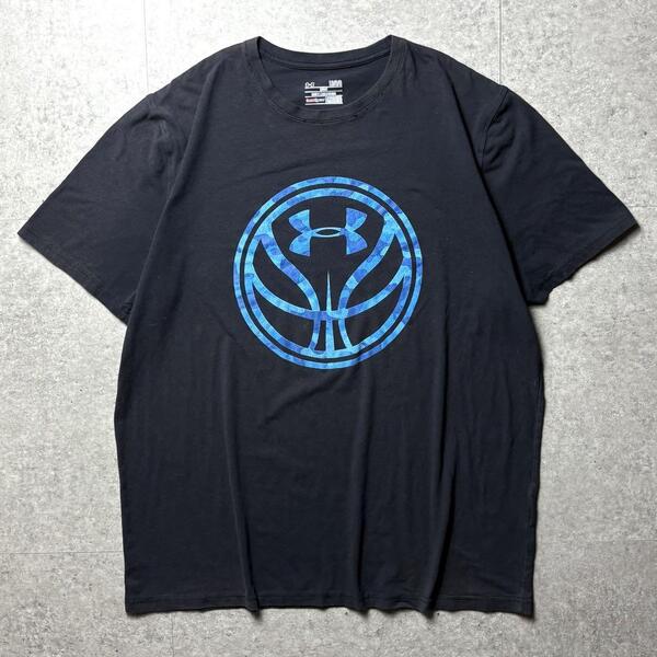 Under Armour アンダーアーマー heatgear 半袖Tシャツ バスケットボールロゴ スポーツ トレーニングウェア 黒 L