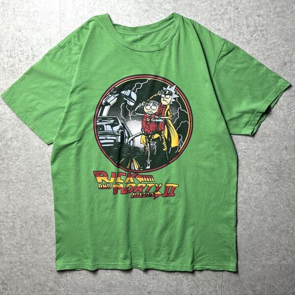Rick and Morty半袖Tシャツ パロディ バックトゥザフューチャー アメリカ アニメ キャラクター ユニーク 映画 ムービー 緑 L