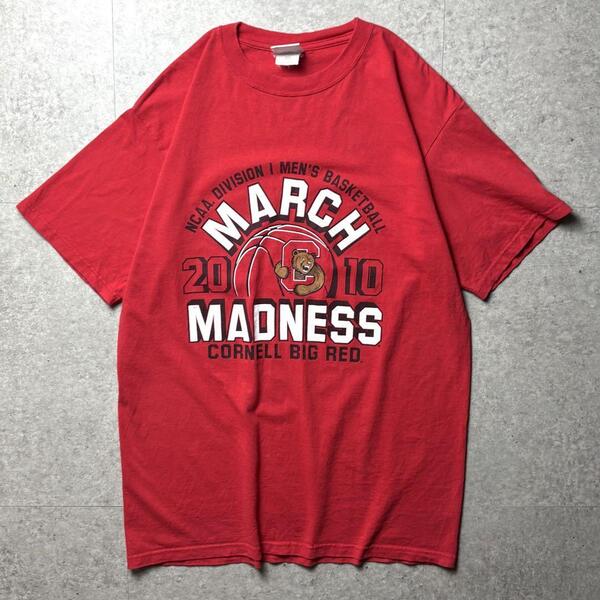 Champion チャンピオン 半袖Tシャツ バスケ バスケットボールトーナメント 記念T チームロゴ 熊 アニマル 赤 レッド L