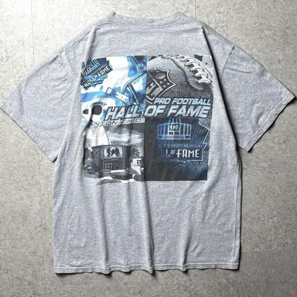 NEL公式 アメリカ古着 半袖Tシャツ アメフト アメリカンフットボール スポーツ 両面プリント グレー 灰色 L