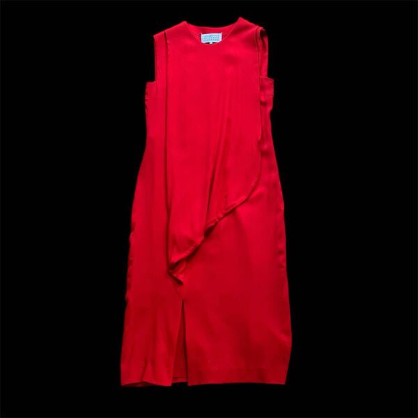マルタンマルジェラ Maison Margiela メゾン マルジェラ ノースリーブ 赤 橙ドレープデザイン ドレス ワンピース