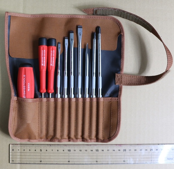 未使用♪ PB SWISS TOOLS 8218 TO 差替式ドライバーセット 9本組 ブラウン(タバコ色)