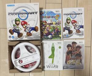 C1046 Wii ゲームソフト まとめ 4点セット マリオパーティ8 はじめの一歩 マリオカートWii(コントローラー付) WiiFit