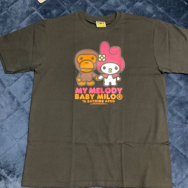 激レア 新品未着用 A BATHING APE BABY MILO ベイシングエイプ ベビーマイロ サンリオコラボ MYMELODY マイメロディーTシャツ 黒 XL