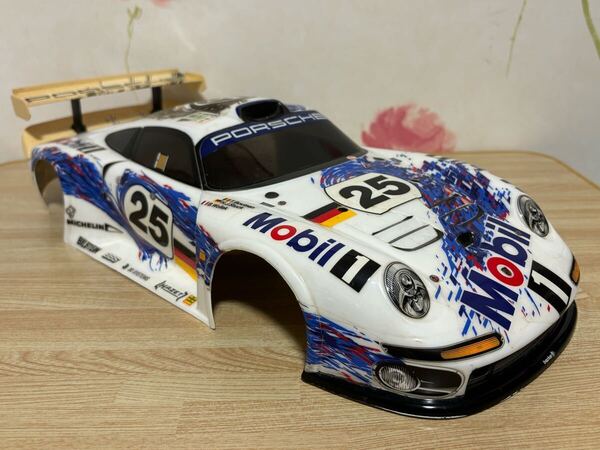 送料無料 1/10 タミヤ ポルシェ 911 GT1 モービル1 レーシングカー ラジコンボディ TAMIYA PORSCHE Mobil 1 RACING CAR 当時物 旧車