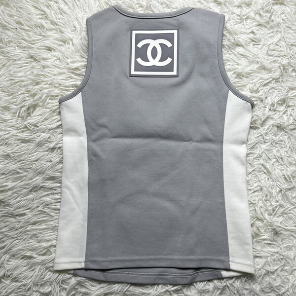 【極希少】 CHANEL シャネル スポーツ ココマーク タンクトップ ストレッチ ヴィンテージ 美品 グレー ノースリーブ トップス