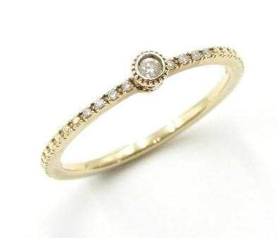 agete アガット ダイヤモンド リング K10 ダイヤ0.05ct 9号