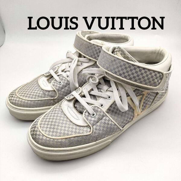 LOUIS VUITTON ルイヴィトン スニーカー ダミエ 81/2 27.5 ホワイト メンズ ミドル Louis vuitton