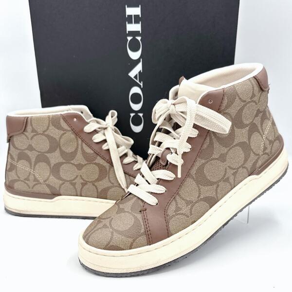 【極美品】コーチ COACH シグネチャー ハイカット スニーカー 7B 24~24.5cm