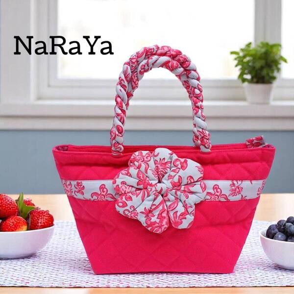ナラヤ NARAYA ミニ トートバッグ ピンク キャンバス / 手提げ ランチバッグ お弁当袋 レディース 帆布