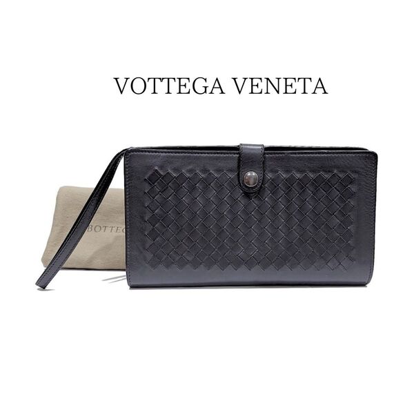 【鑑定済】BOTTEGA VENETA ボッテガ ヴェネタ イントレチャート クラッチバッグ コンチネンタルウォレット リストレット付 レザー 302652