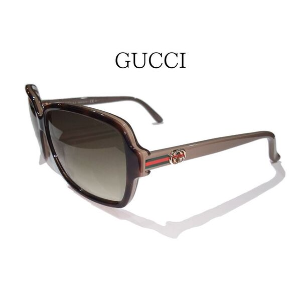 【鑑定済】GUCCI グッチ サングラス メガネ フレーム シェリーライン ウェブ インターロッキングG デミ柄 カーキ GG3583/S 【送料無料】