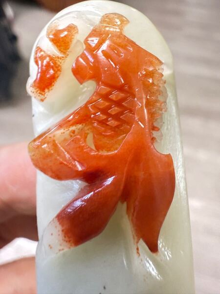 新品 希少 金魚 印鑑石 天然石 蝋石 古玩 石細工 アンティーク 送料無料
