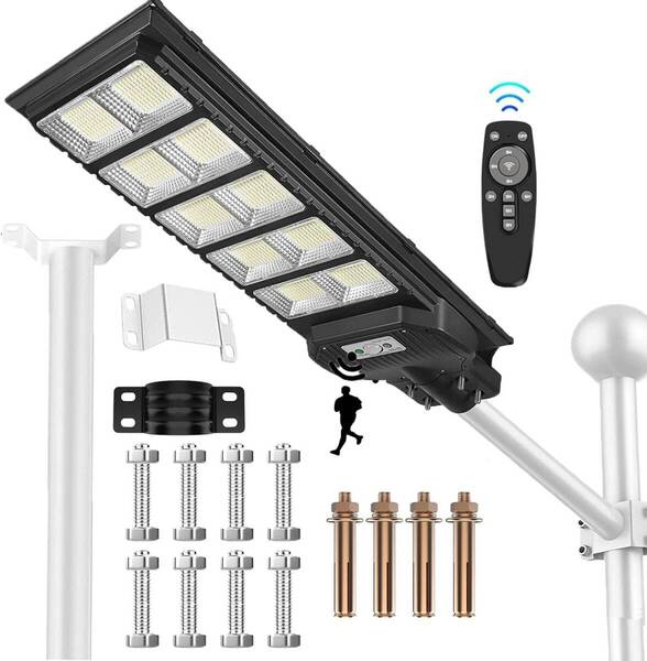 【2025新規アップグレード・55000ルーメン】LED ソーラー街灯 屋外 1000w 外灯 IP67防水 センサーライト 人感センサー 光センサー