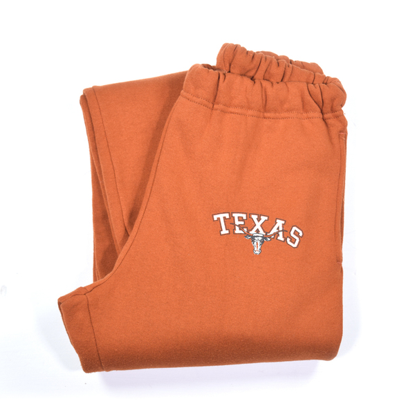 【送料無料】90s ラッセル 美品 USA製 ヴィンテージスウェットパンツ TEXAS カレッジ 赤オレンジ ポケット メンズS 古着 @EZ9011