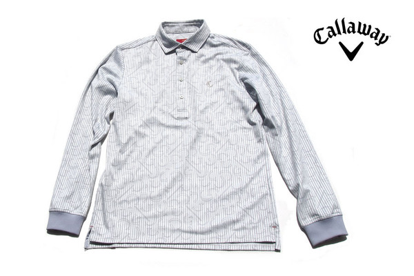 送料無料★【中古】キャロウェイ|Callaway|レッドレーベル|長袖ポロシャツ|総柄シャツ|メンズゴルフウェア|M