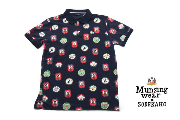 送料無料★【中古】マンシングウェア|Munsingwear×SODEKAHOコラボ|プリントポロシャツ|L