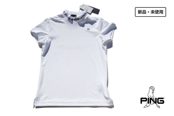 送料無料★新品|未使用|ピン|PING|半袖モックネック ハイネックシャツ|レディースゴルフウェア|M|訳あり