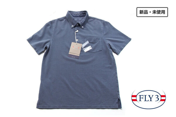 送料無料★新品|未使用|フライスリー|FLY3|ボタンダウン半袖ポロシャツ|XS|ブルーグレー
