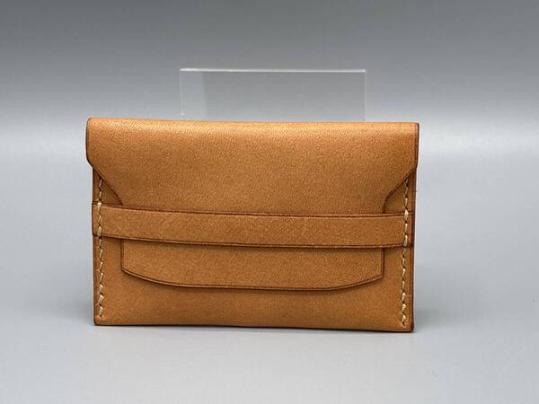 R07034☆ハンドメイド 牛ヌメ革 名刺入れ 生成り☆
