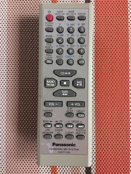 送料無料★Panasonic★パナソニック★純正★MDラジカセ★RX-MDX81用リモコン★EUR7711090★中古★動作品★返金保証あり★